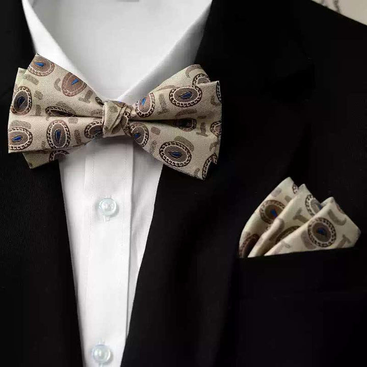 Nœud papillon double épaisseur imprimé vintage pour homme