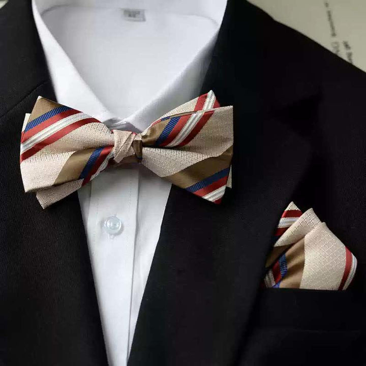 Nœud papillon double épaisseur imprimé vintage pour homme