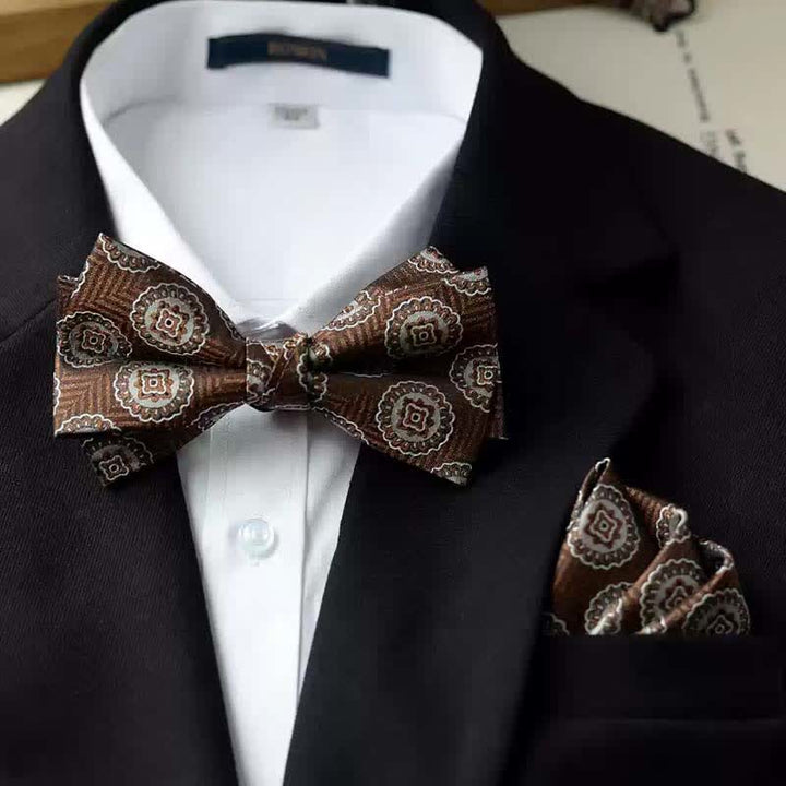 Nœud papillon double épaisseur imprimé vintage pour homme