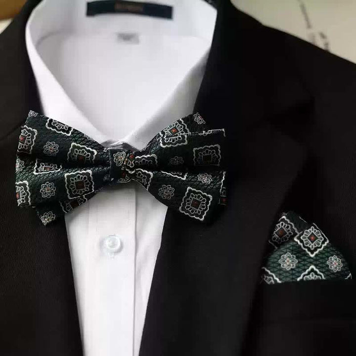 Nœud papillon double épaisseur imprimé vintage pour homme