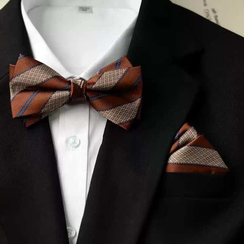 Nœud papillon double épaisseur imprimé vintage pour homme
