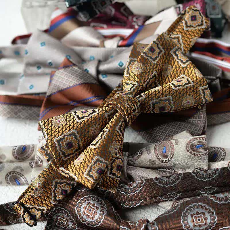 Nœud papillon double épaisseur imprimé vintage pour homme