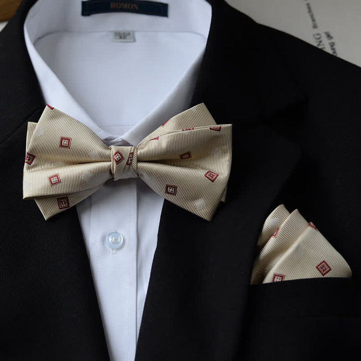 Nœud papillon double épaisseur imprimé vintage pour homme