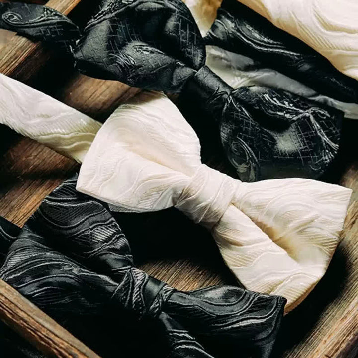 Lot de 2 nœuds papillon en mouchoir à motif de vigne tridimensionnel pour homme