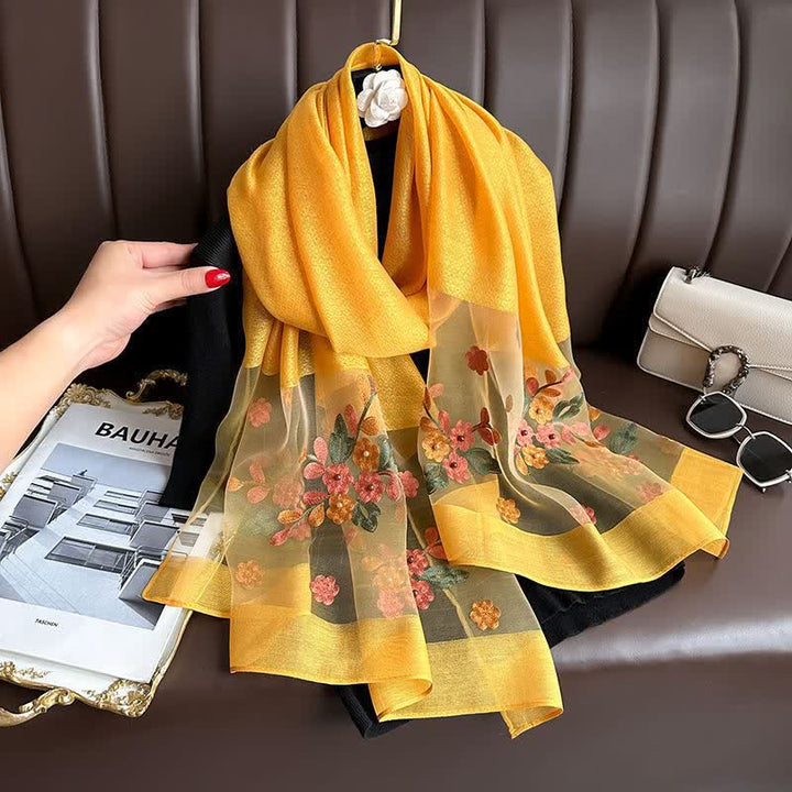 Écharpe fine brodée de fleurs Birchapple avec perles à clous - Jaune - image 3