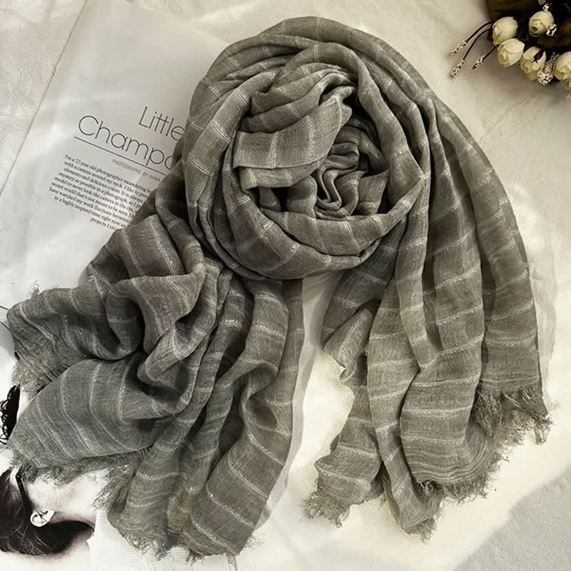 Écharpe fine à motif rayé classique quatre saisons