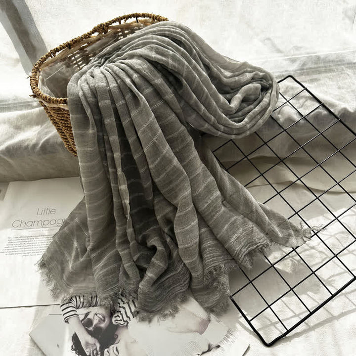 Écharpe fine à motif rayé classique quatre saisons - Gris - image 3