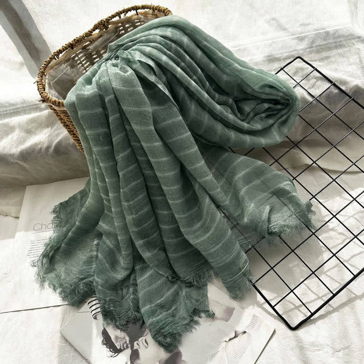 Écharpe fine à motif rayé classique quatre saisons - Vert - image 7