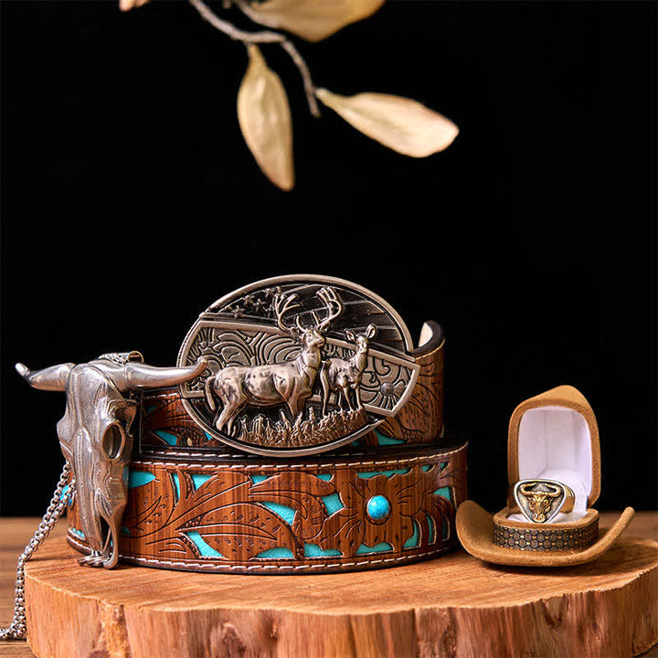 Ensemble de boucles de ceinture, couteau caché, pendentif à cornes longues, anneau de taureau, cerf, DIY
