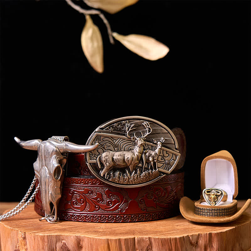 Ensemble de boucles de ceinture, couteau caché, pendentif à cornes longues, anneau de taureau, cerf, DIY