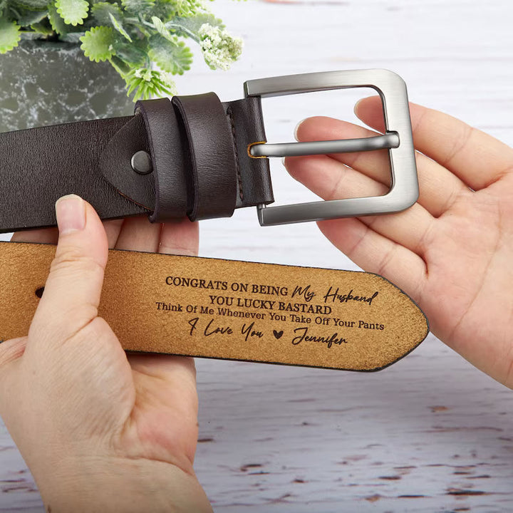 Ceinture en cuir personnalisée avec noms gravés, cadeau chaleureux