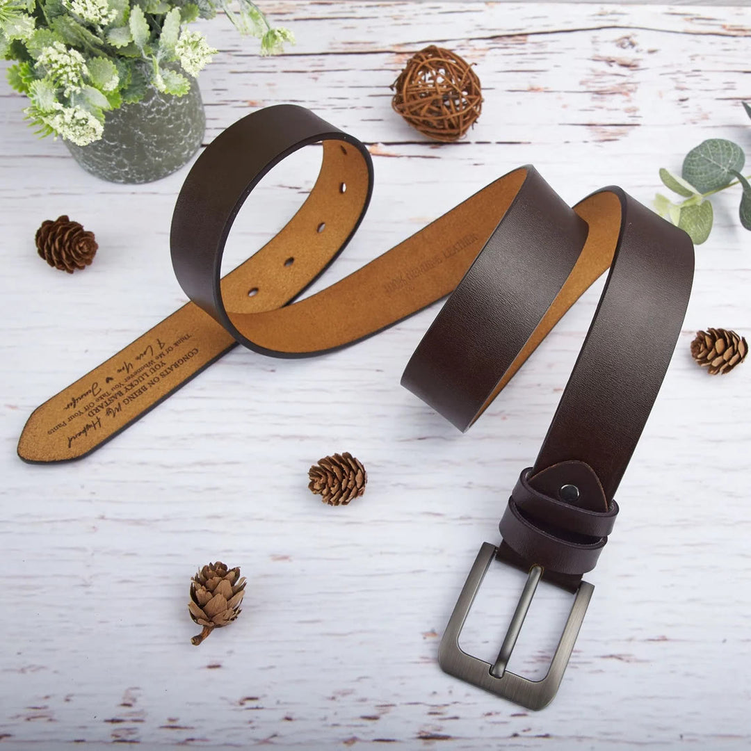 Ceinture en cuir personnalisée avec noms gravés - Cadeau chaleureux - Brun - 44 - image 2