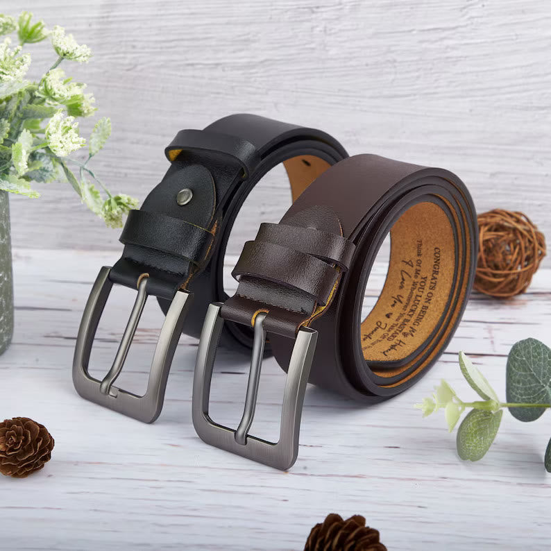 Ceinture en cuir personnalisée avec noms gravés, cadeau chaleureux