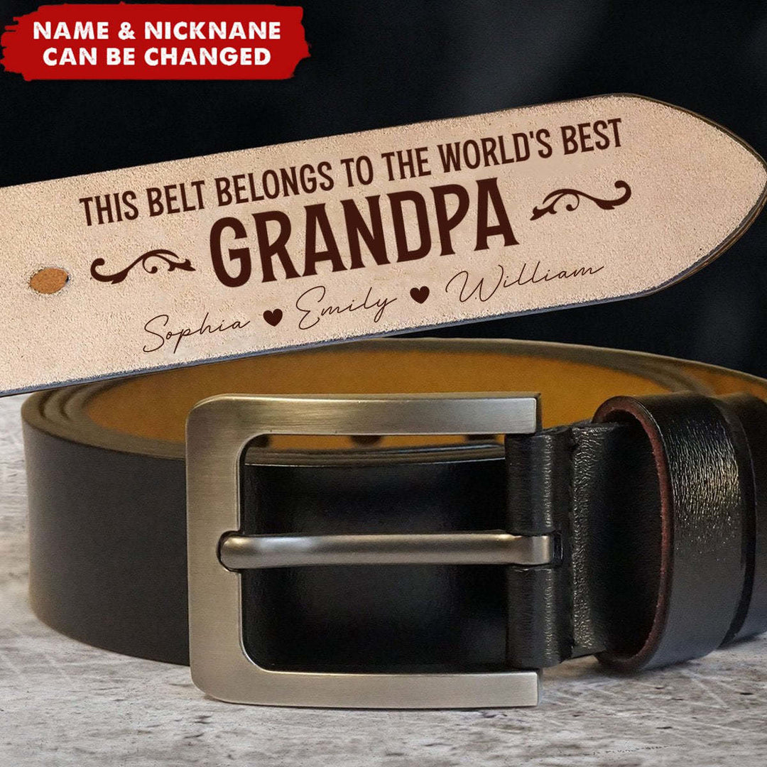 Ceinture en cuir personnalisée avec noms gravés, cadeau chaleureux