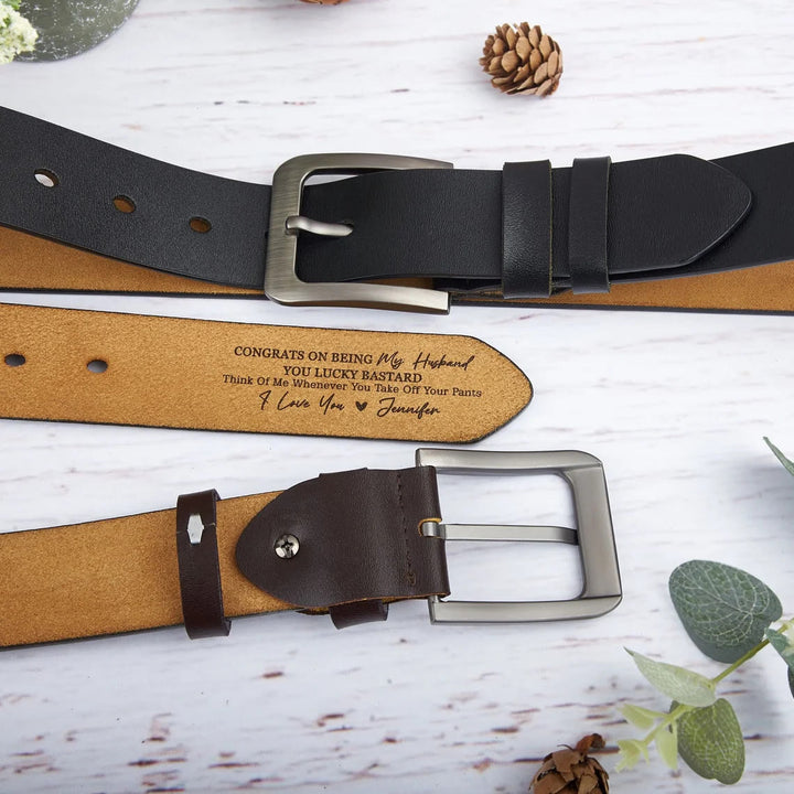 Ceinture en cuir personnalisée avec noms gravés, cadeau chaleureux