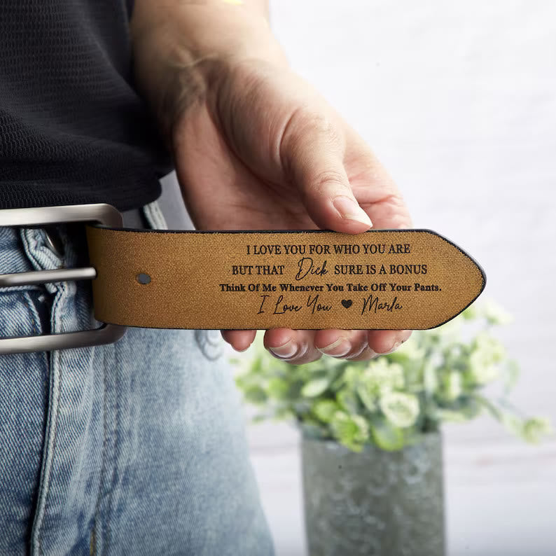 Ceinture en cuir personnalisée avec noms gravés, cadeau chaleureux