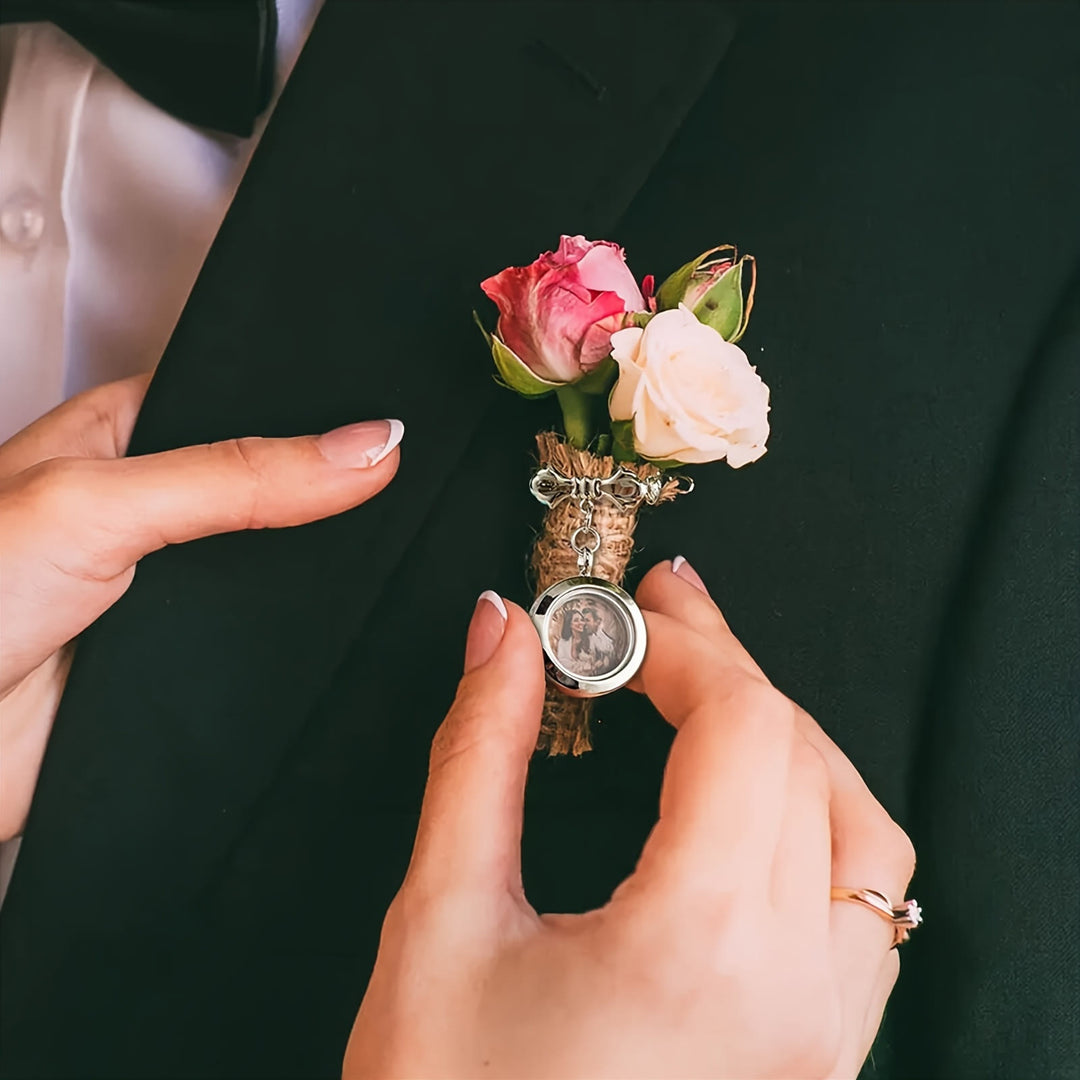 Personnalisez votre broche en forme de nœud photo Broche commémorative en métal