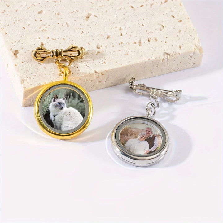 Personnalisez votre broche en forme de nœud photo Broche commémorative en métal