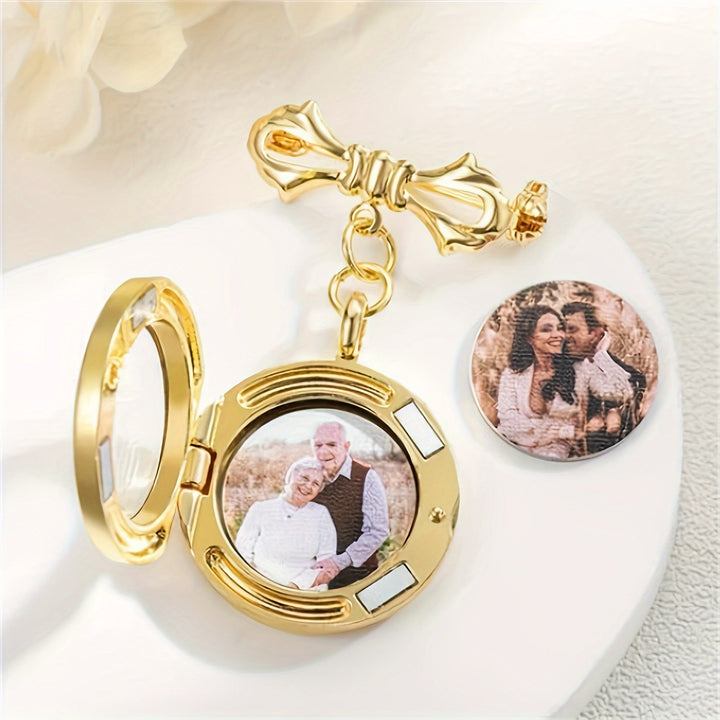 Personnalisez votre broche en forme de nœud photo Broche commémorative en métal