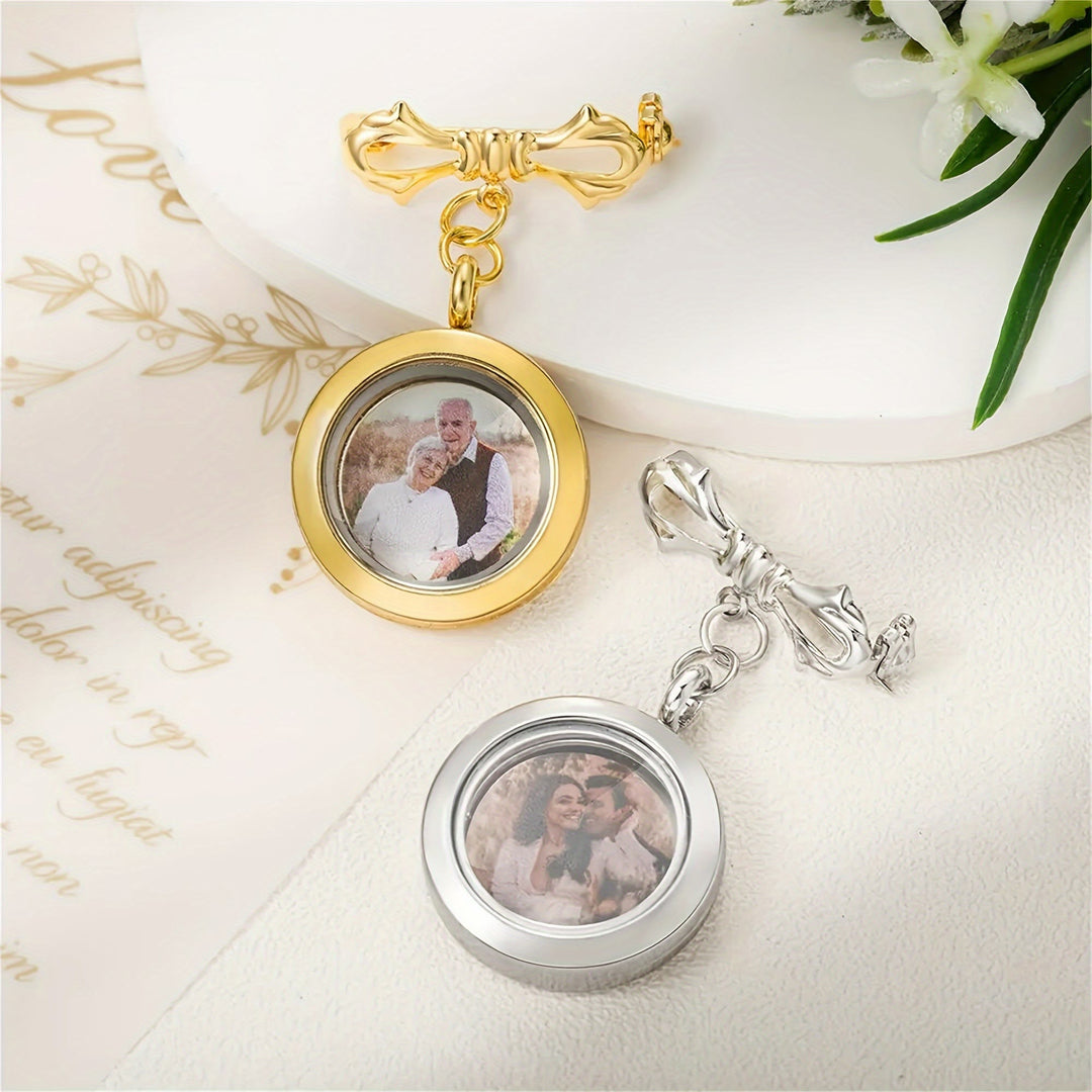 Personnalisez votre broche en forme de nœud photo Broche commémorative en métal