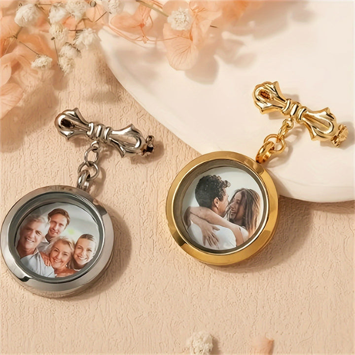Personnalisez votre broche en forme de nœud photo Broche commémorative en métal