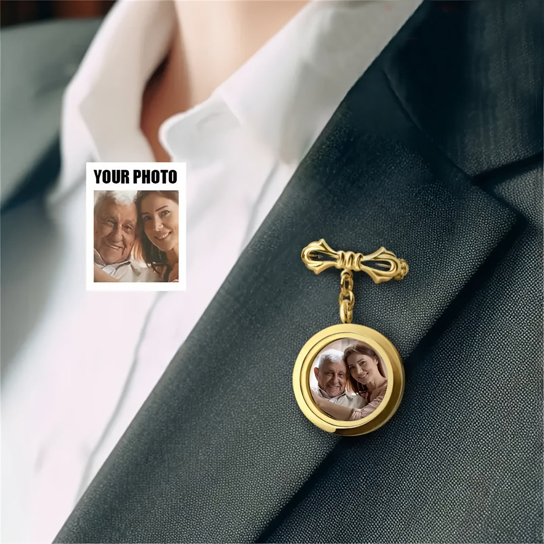 Personnalisez votre broche en forme de nœud photo Broche commémorative en métal