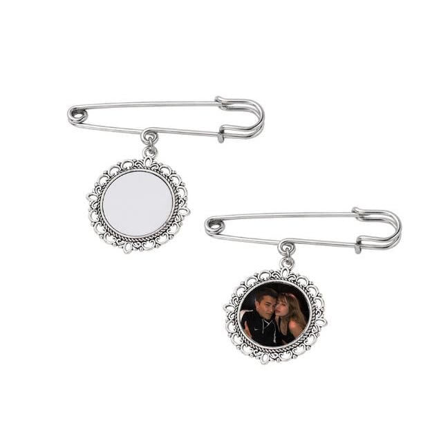Personnalisez vos photos Broche Pendentif Rond en Acier Inoxydable