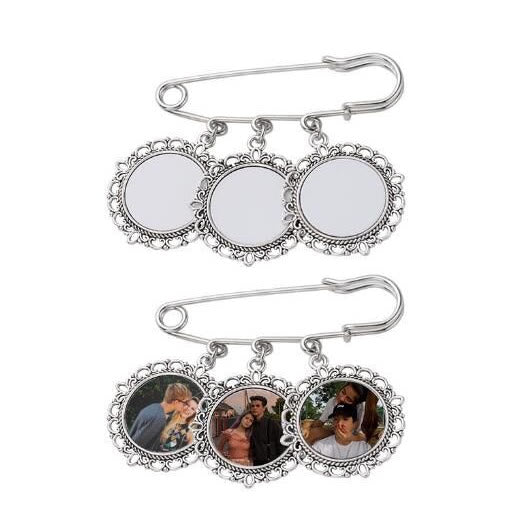 Personnalisez vos photos Broche Pendentif Rond en Acier Inoxydable