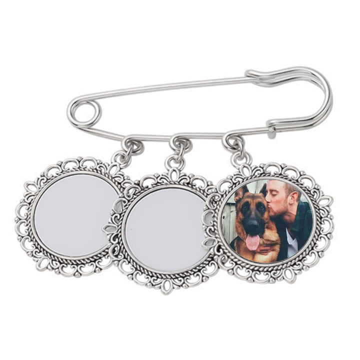 Personnalisez vos photos Broche Pendentif Rond en Acier Inoxydable