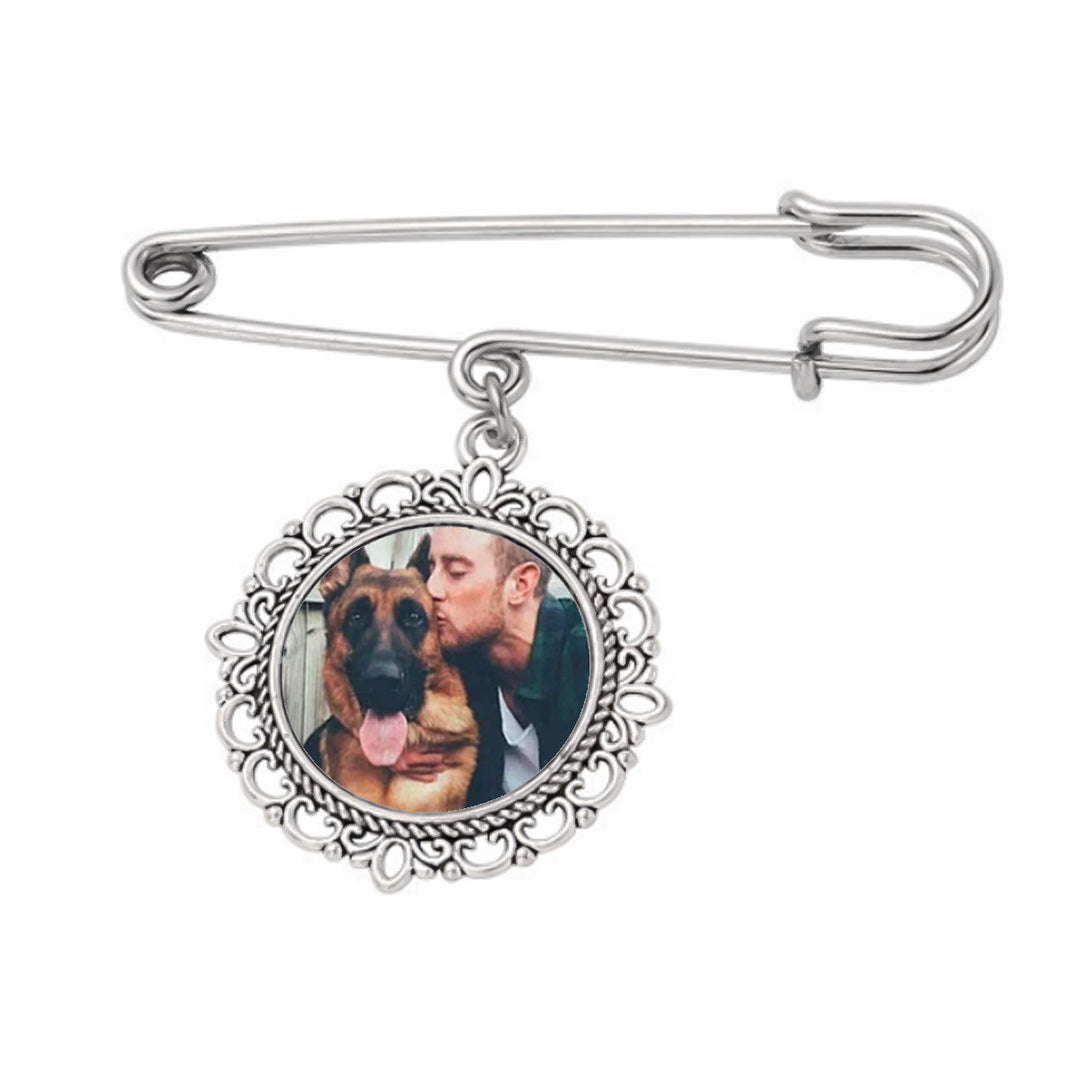 Personnalisez vos photos Broche Pendentif Rond en Acier Inoxydable