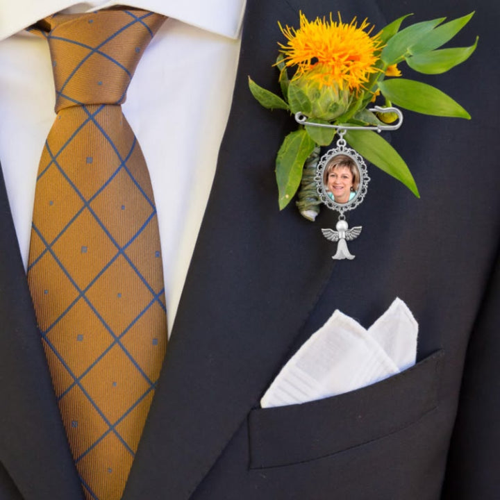 Personnalisez votre broche photo avec pendentif ange - Assiette Ovale - Une photo - image 0