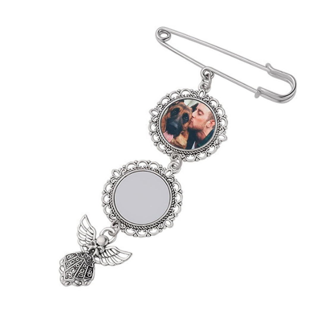 Personnalisez votre broche photo avec pendentif ange - Assiette ronde - Deux photos - image 5