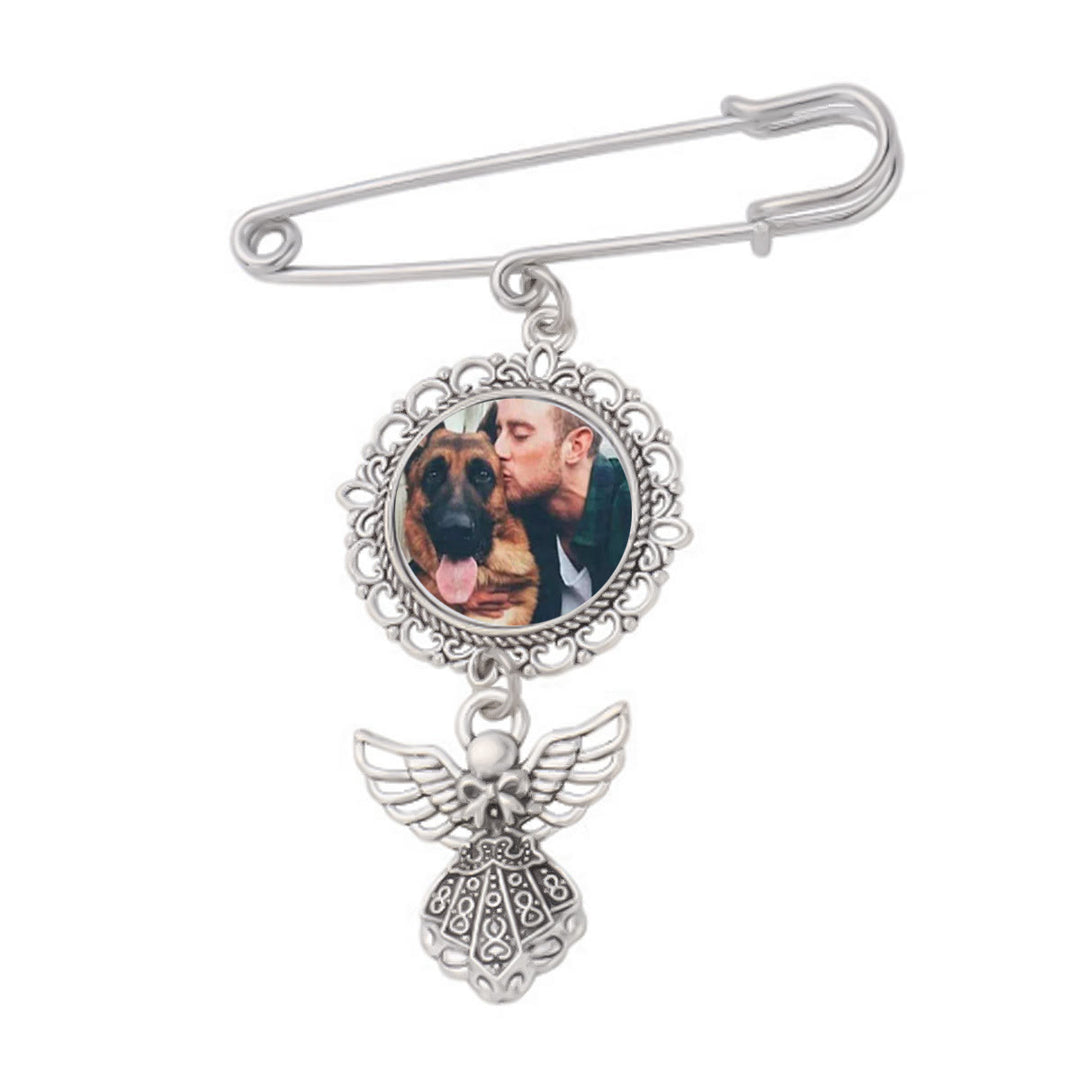 Personnalisez votre broche photo avec pendentif ange