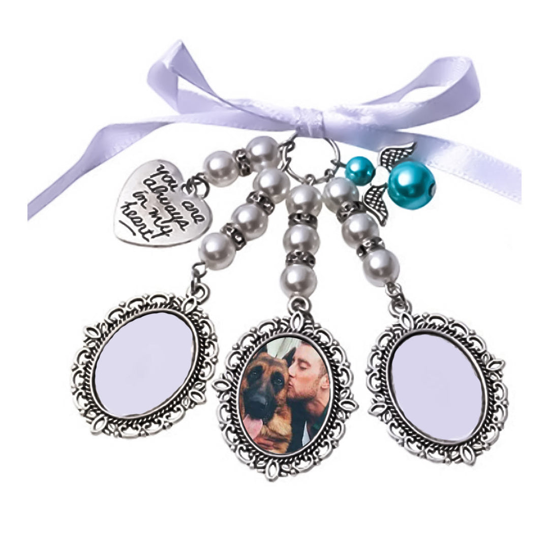 Porte-clés personnalisé avec photo et texte, pendentif pour bouquet de mariage