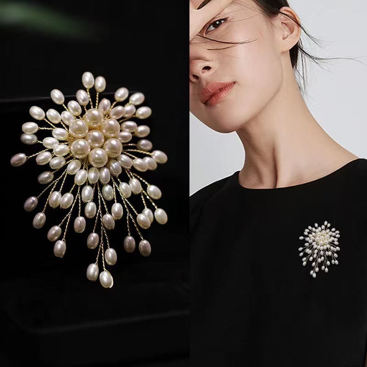 Broche élégante en imitation de perles pour femme, accessoire de mariage