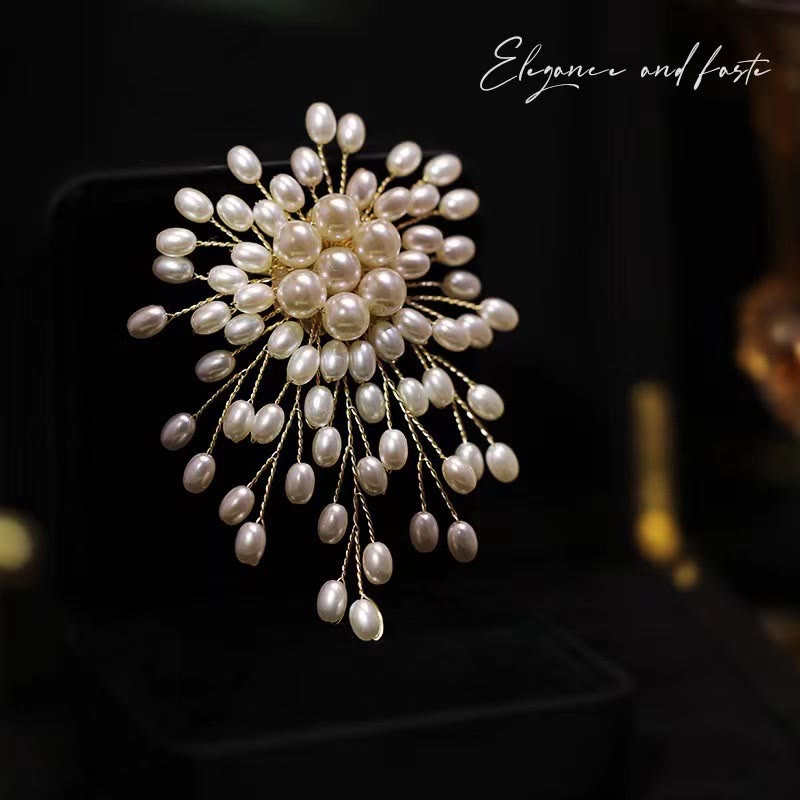 Broche élégante en imitation de perles pour femme, accessoire de mariage