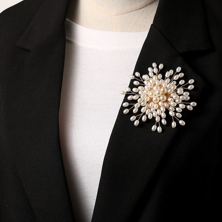 Broche élégante en imitation de perles pour femme, accessoire de mariage