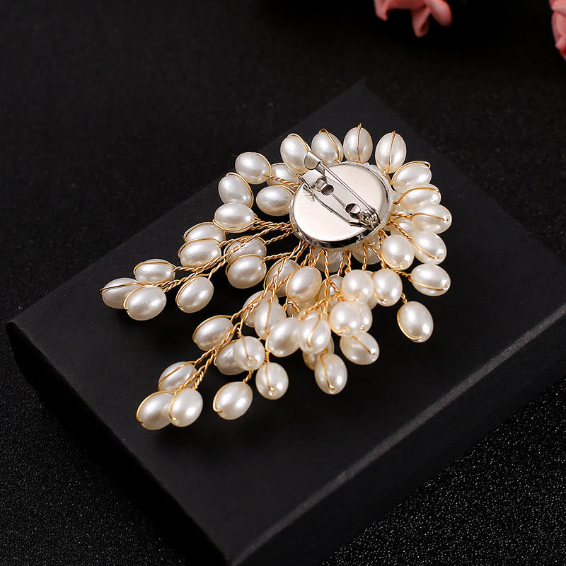 Broche élégante en imitation de perles pour femme, accessoire de mariage