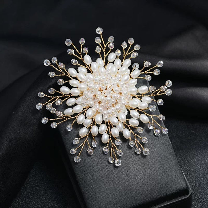 Broche élégante en imitation de perles pour femme, accessoire de mariage