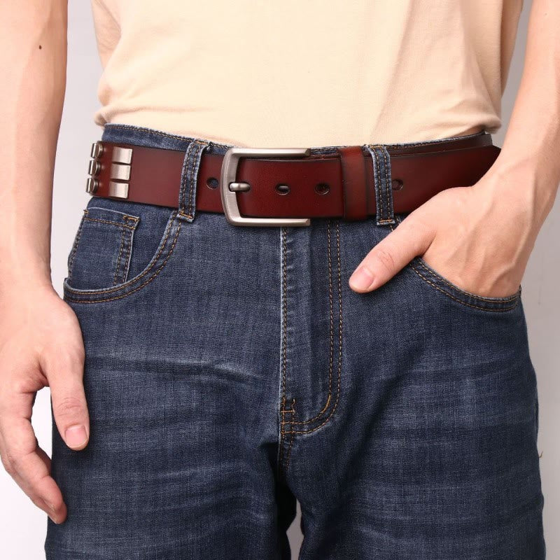 Ceinture en cuir véritable pour homme, style punk, rivetée