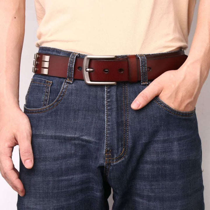 Ceinture en cuir véritable pour homme, style punk, rivetée