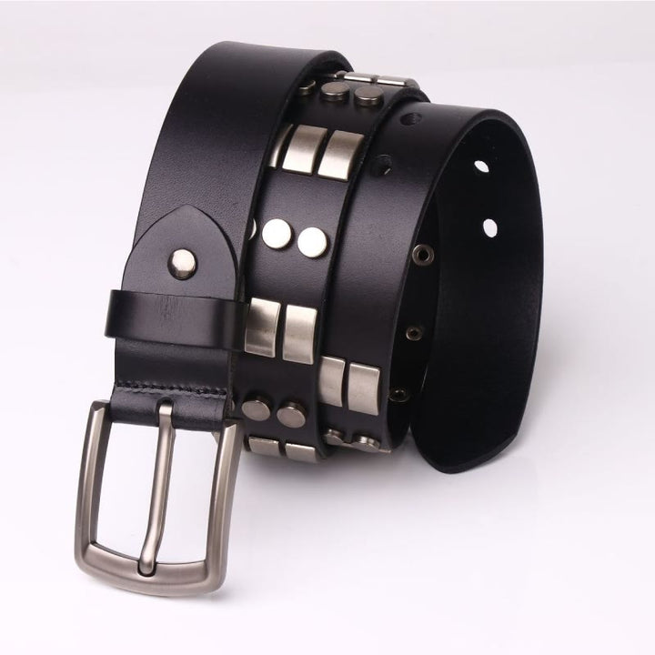 Ceinture en cuir véritable pour homme, style punk, rivetée