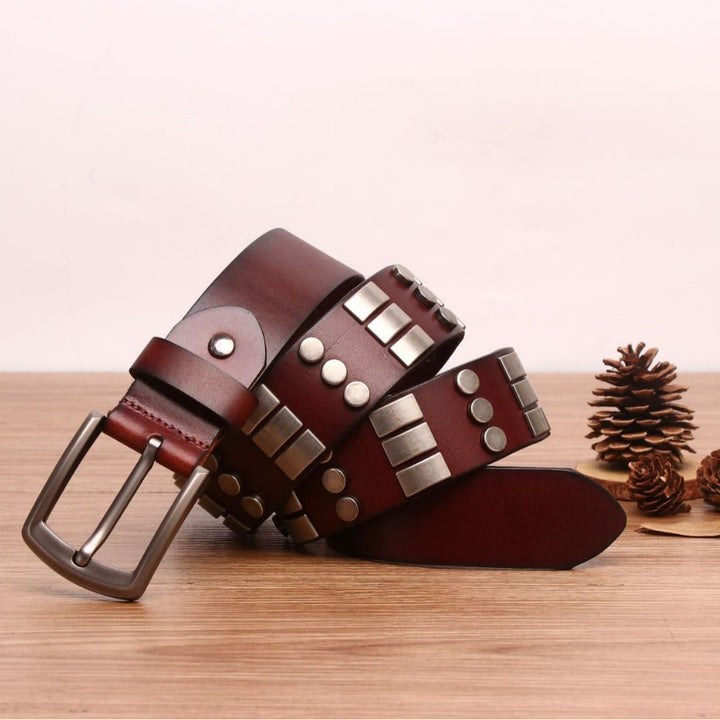 Ceinture en cuir véritable pour homme, style punk, rivetée