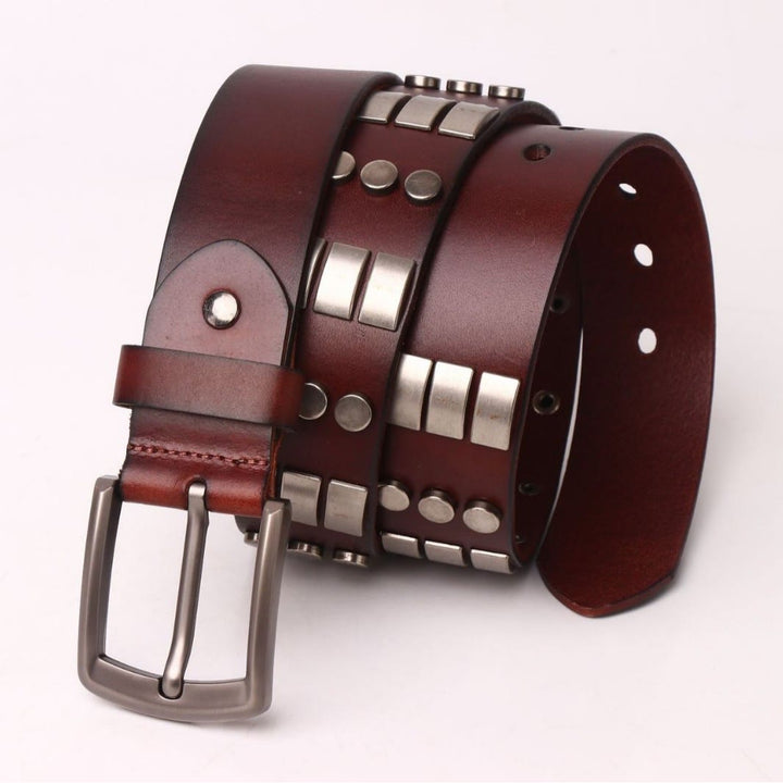 Ceinture en cuir véritable pour homme, style punk, rivetée