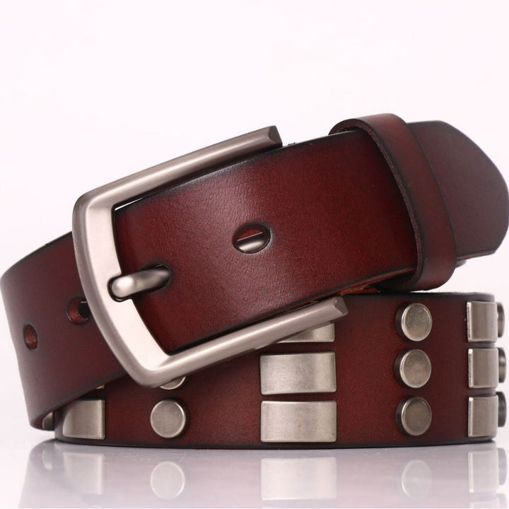 Ceinture en cuir véritable pour homme, style punk, rivetée