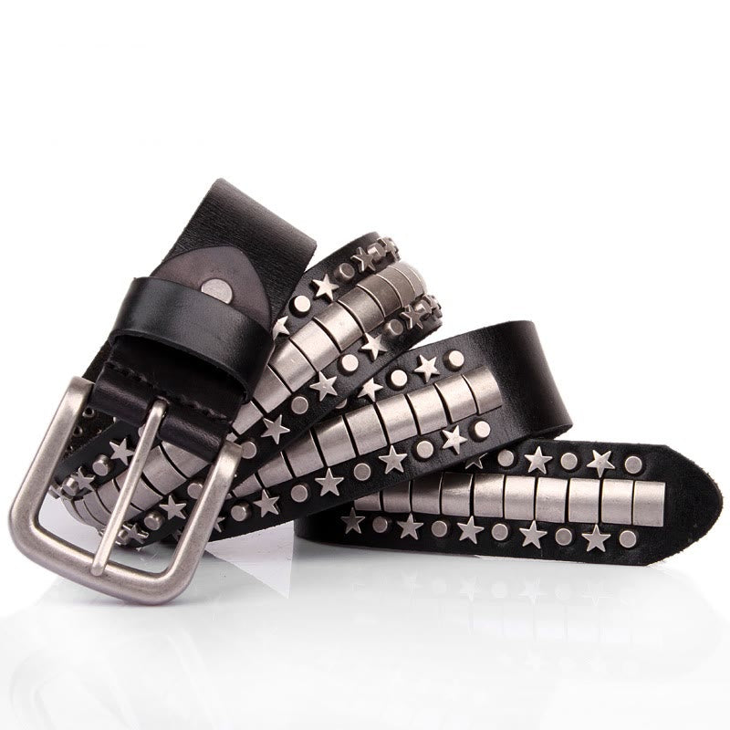 Ceinture en cuir véritable à rivets punk Rock N Roll