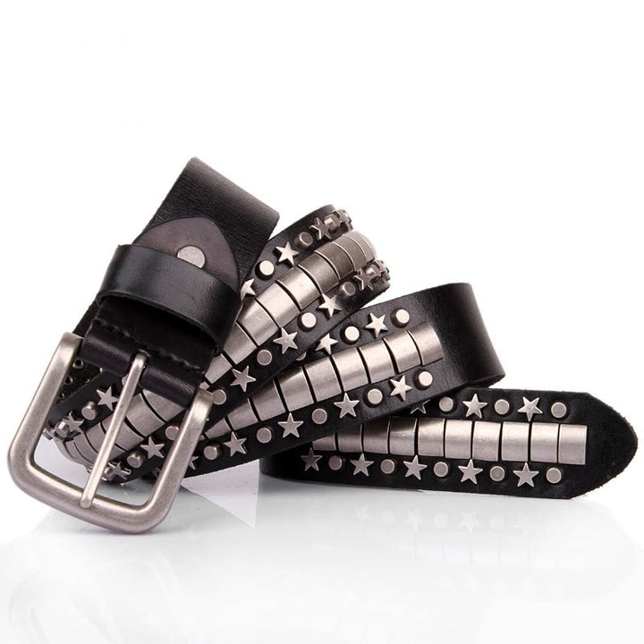 Ceinture en cuir véritable à rivets punk Rock N Roll