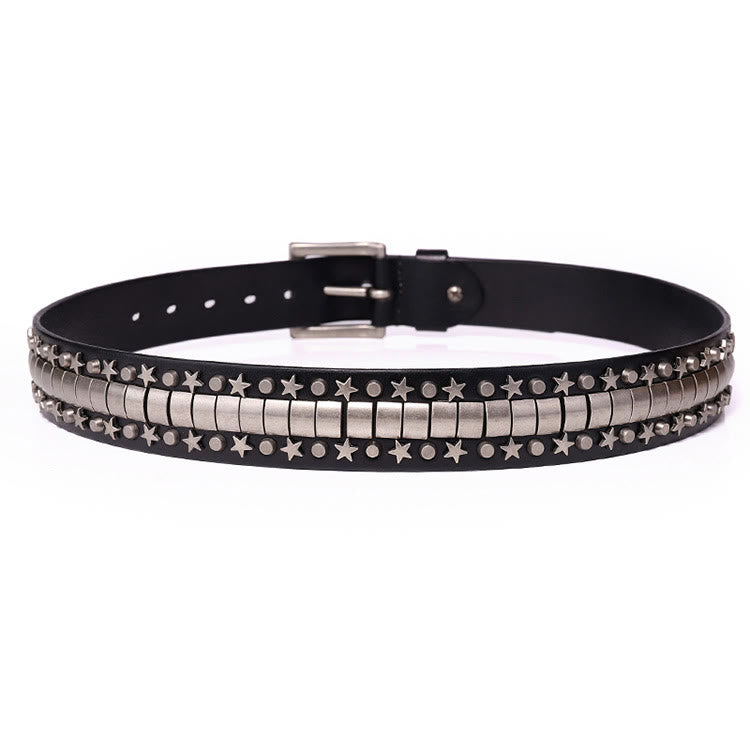 Ceinture en cuir véritable à rivets punk Rock N Roll