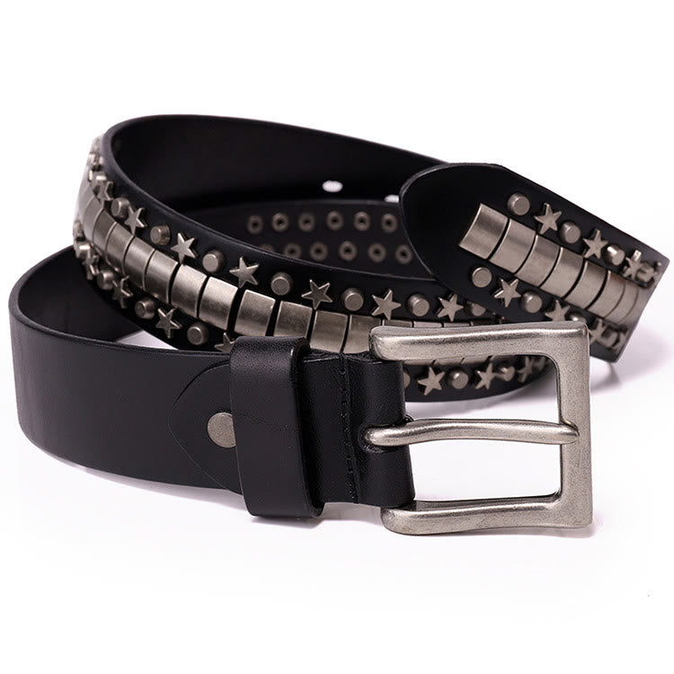 Ceinture en cuir véritable à rivets punk Rock N Roll