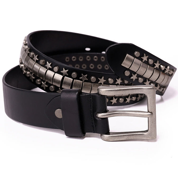 Ceinture en cuir véritable à rivets punk Rock N Roll